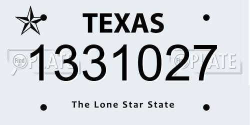 1331027 Texas License Plate