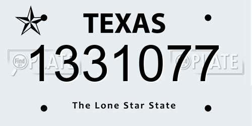 1331077 Texas License Plate