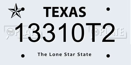 13310T2 Texas License Plate