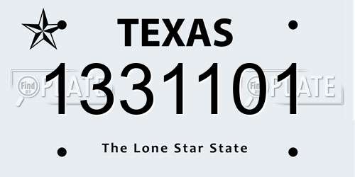 1331101 Texas License Plate