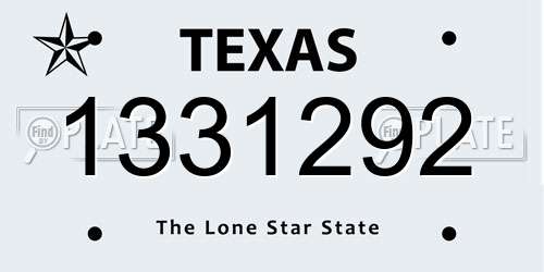 1331292 Texas License Plate