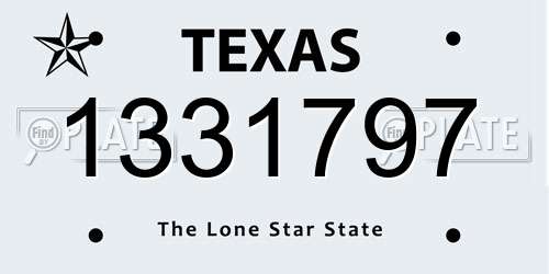 1331797 Texas License Plate