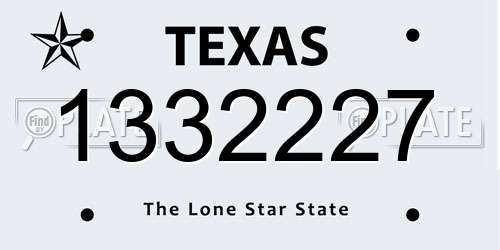 1332227 Texas License Plate