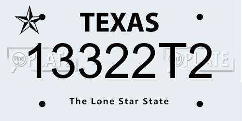 13322T2 Texas License Plate
