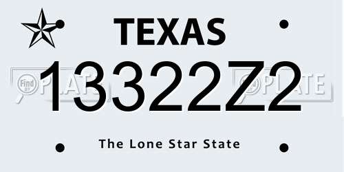 13322Z2 Texas License Plate