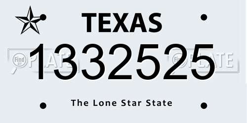 1332525 Texas License Plate