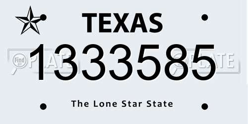 1333585 Texas License Plate