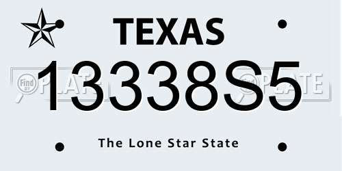 13338S5 Texas License Plate