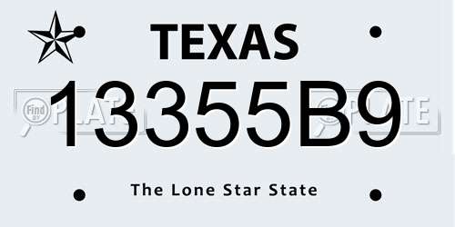 13355B9 Texas License Plate
