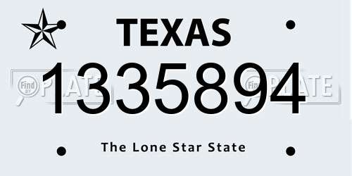 1335894 Texas License Plate