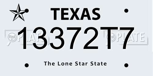 13372T7 Texas License Plate