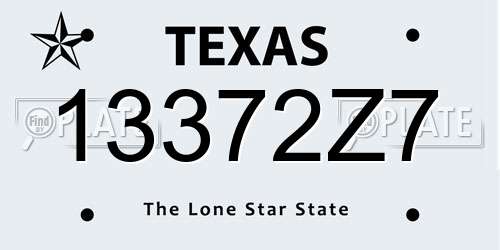 13372Z7 Texas License Plate