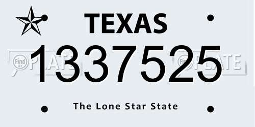 1337525 Texas License Plate