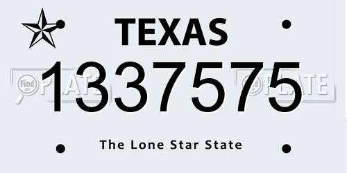 1337575 Texas License Plate