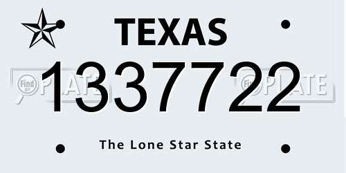 1337722 Texas License Plate