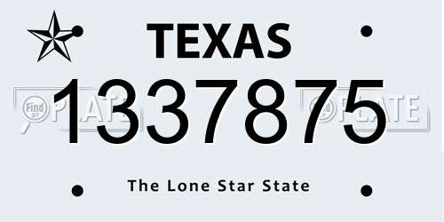 1337875 Texas License Plate