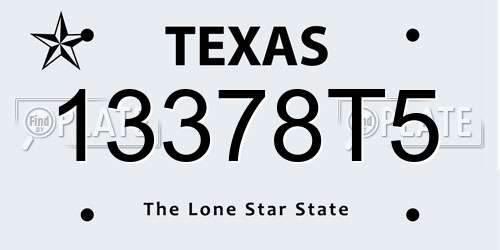 13378T5 Texas License Plate