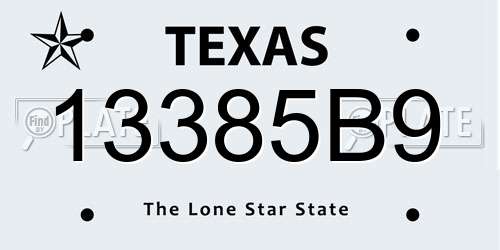 13385B9 Texas License Plate
