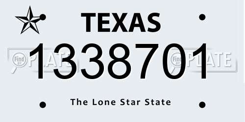 1338701 Texas License Plate