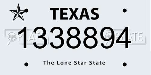 1338894 Texas License Plate