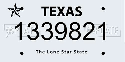 1339821 Texas License Plate
