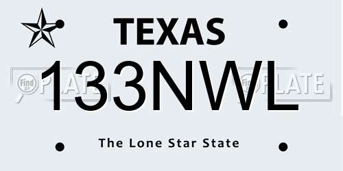 133NWL Texas License Plate