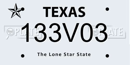 133V03 Texas License Plate