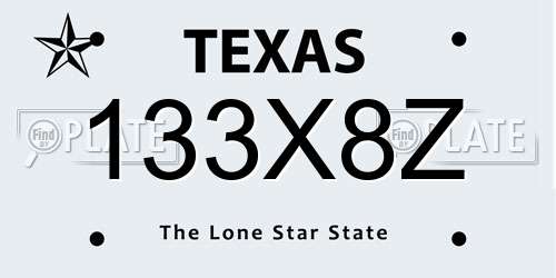133X8Z Texas License Plate