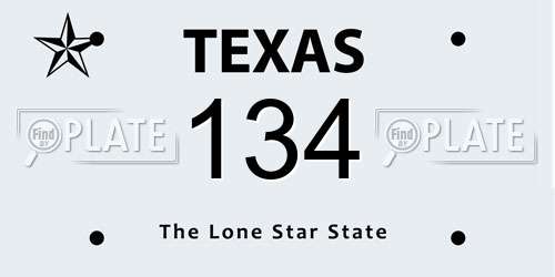 134 Texas License Plate