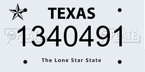 1340491 Texas License Plate