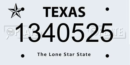 1340525 Texas License Plate