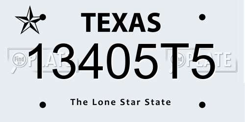 13405T5 Texas License Plate