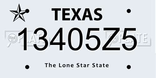 13405Z5 Texas License Plate