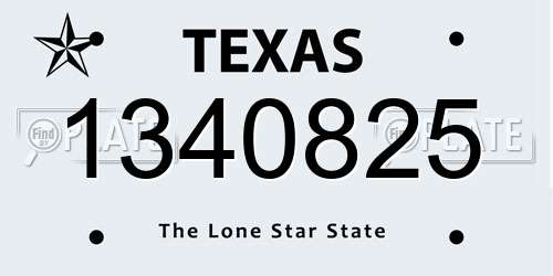 1340825 Texas License Plate