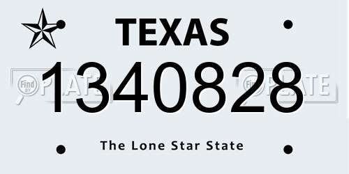 1340828 Texas License Plate
