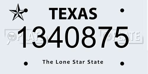1340875 Texas License Plate