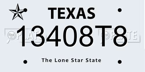 13408T8 Texas License Plate