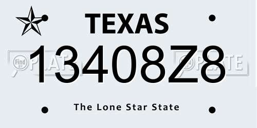13408Z8 Texas License Plate
