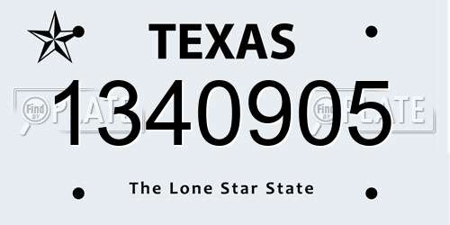 1340905 Texas License Plate