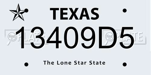 13409D5 Texas License Plate