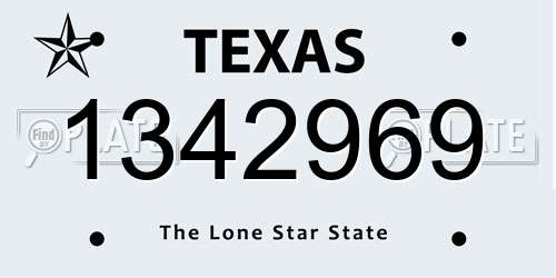 1342969 Texas License Plate