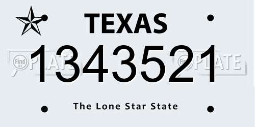 1343521 Texas License Plate