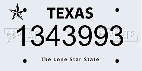 1343993 Texas License Plate