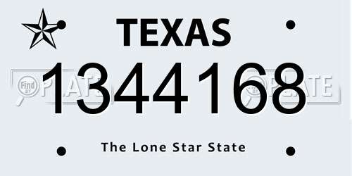 1344168 Texas License Plate