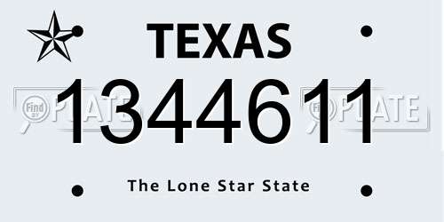 1344611 Texas License Plate