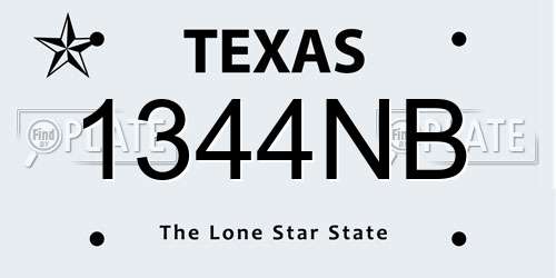 1344NB Texas License Plate