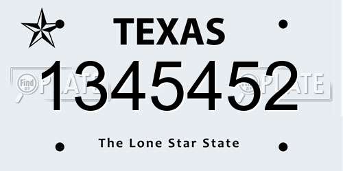 1345452 Texas License Plate