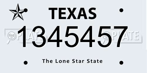 1345457 Texas License Plate