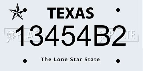 13454B2 Texas License Plate