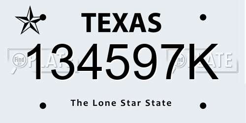 134597K Texas License Plate